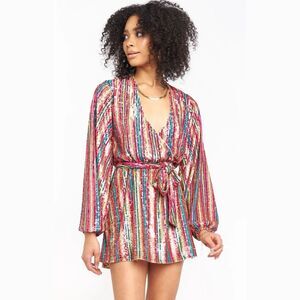 Worn once Show Me Your Mumu Wear Me Out Dress in Disco Rainbow Stripe